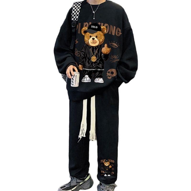 [KOTRBOY] メンズ 上下セット 秋服長袖上下2点セット 大きいサイズ パンツ セットアップ メンズ かわいいプリントですスウェット メンズ ジャージ メンズ 上下セット 長袖 おしゃれ 快適人気