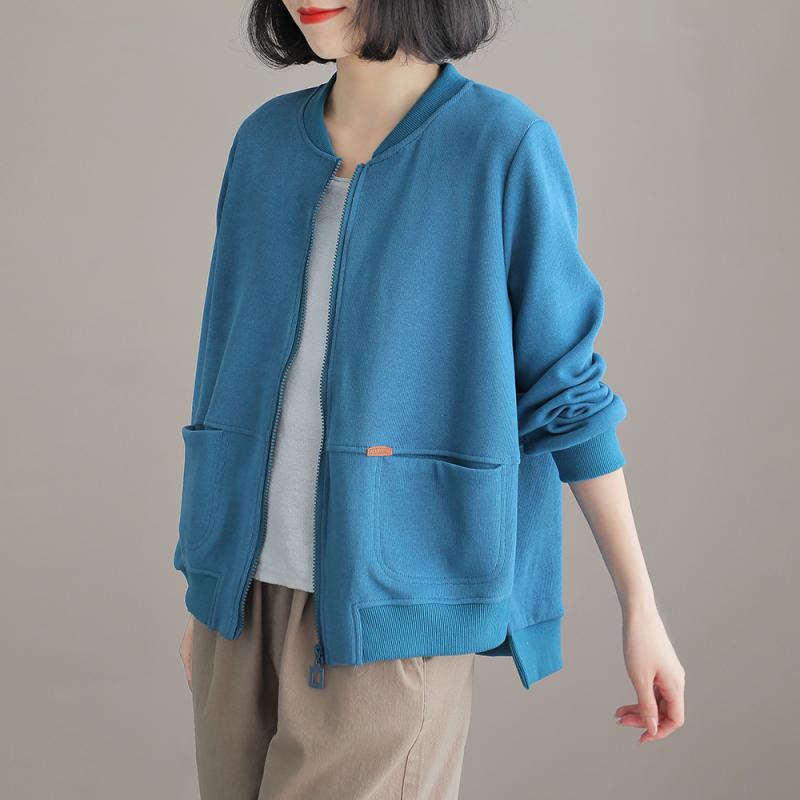 レディース ジャケット 春秋 切り替え デザイン 長袖 短丈 ラウンドネック ルーズフィット 薄手 ポリエステル 素材 ブラック 湖ブルー ブラウン 色展開 快適 日常使い カジュアル スタイル 通勤 普段着