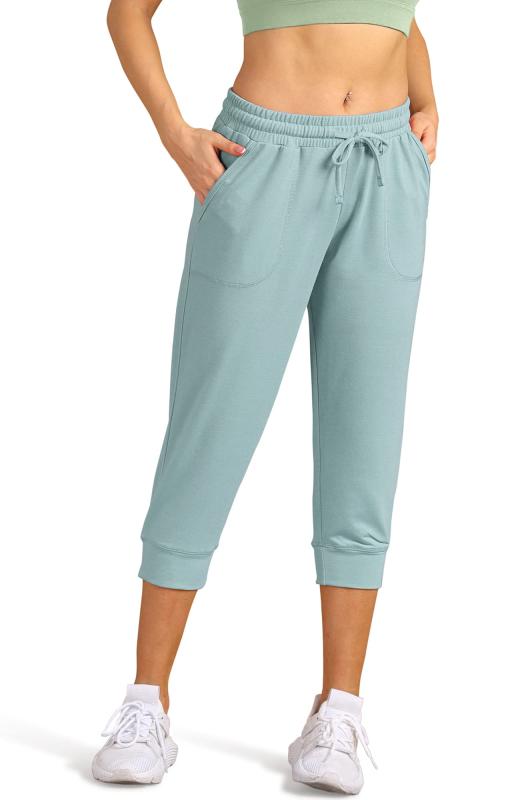 [icyzone] レディース スウェットパンツ トレーニングウェア クロップドパンツ ポケット付 伸縮性 吸汗 通気性 アクティブ ジョガー アスレチック ラウンジ