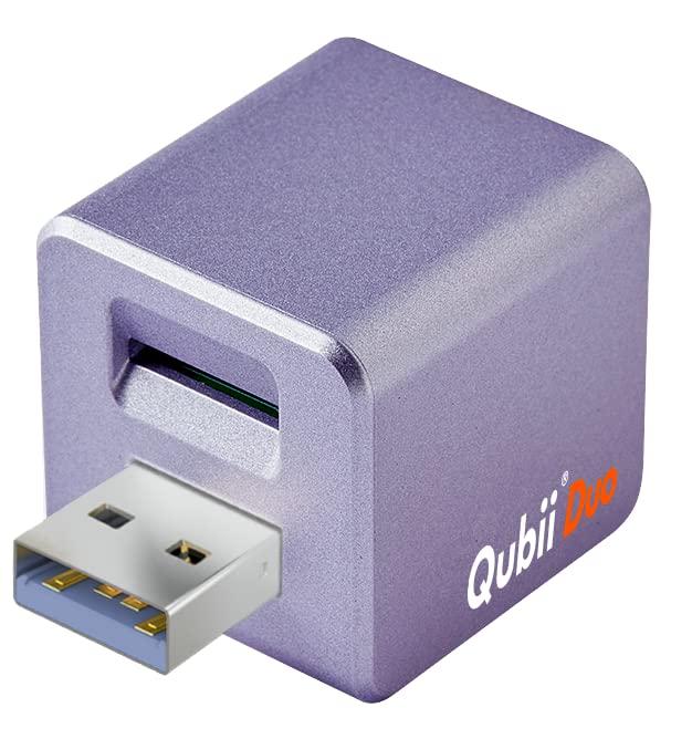 Maktar Qubii Duo 充電しながら自動バックアップ SDロック機能搭載 iphone バックアップ usbメモリ ipad 容量不足解消 写真 動画 音楽 連絡先 SNS データ 移行 SDカードリーダー 機種変更 MFi認証 (microS