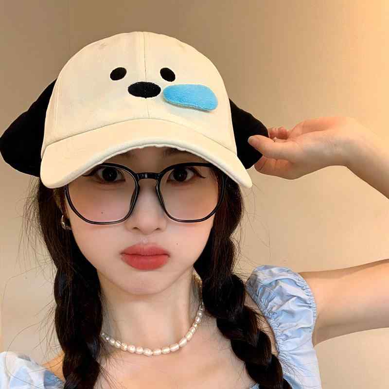 樂天商城 - キャップ 女子 かわいい 立体 鼻水 小犬 デザイン 野球 帽子 学生 女子用 鴨嘴帽 顔 見せ 小帽子 春夏 秋冬 通年 綿 素材 調整可能 サイズ 防晒 透気 遮陽 機能 かわいい 動物 柄 韓流 スタイル 爽やか 甘い 童趣 カジュアル 普段使い