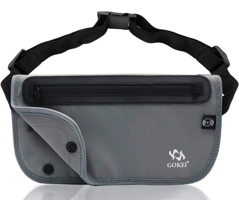 [GOKEI] パスポートケース セキュリティポーチ スキミング防止 海外旅行 セキュリティバッグ ウエストポーチ パスポートカバー トラベル 腹巻 防犯 スリ防止