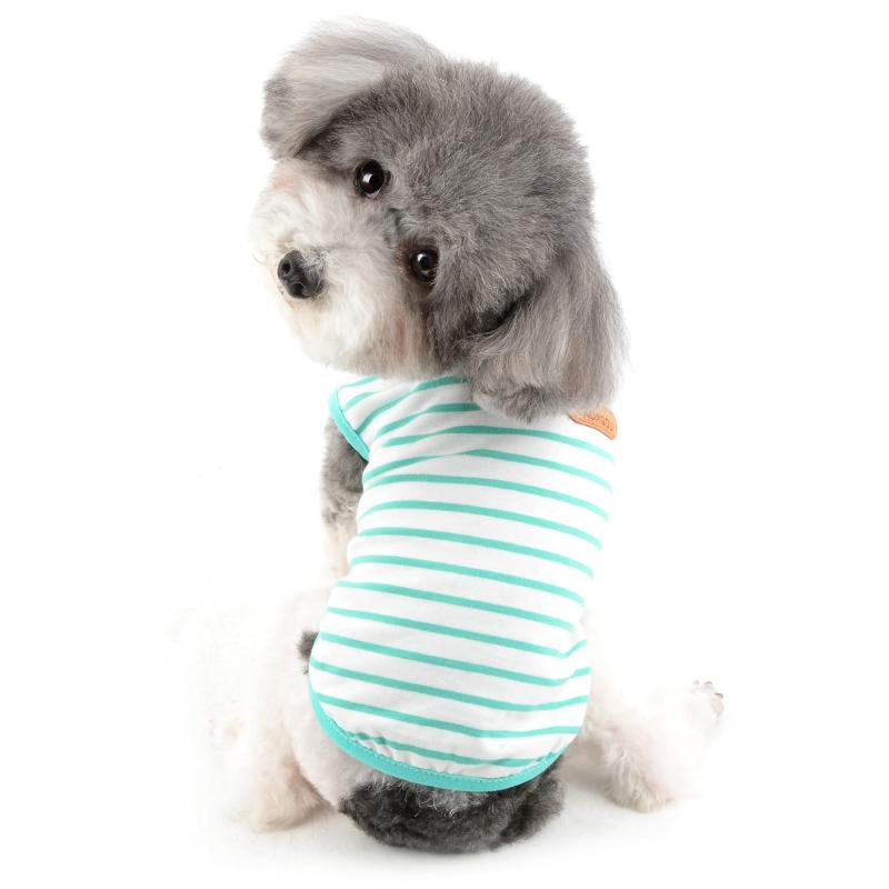 RANPHY 犬服 Tシャツ 春夏 小型犬 ペット服 ストライプ柄 ベスト 袖なし タンクトップ 超小型犬 子犬 かわいい ドッグウェア 通気性メッシュ 可愛い おしゃれ 犬用コスチューム 柔らかい 綿製