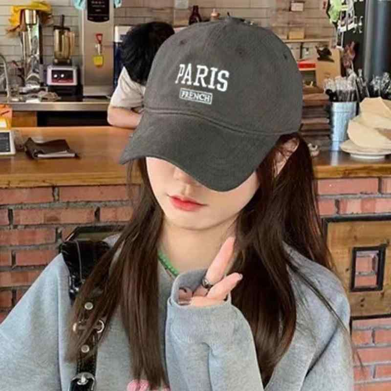 Cap - レディース 棒球帽 鴨嘴帽 刺繍 アルファベット デザイン 防晒 遮陽 帽子 通気性 綿素材 折りたたみ可能 夏 春夏 秋 ブラック ネイビー ブラウン グレー カーキ ワインレッド ベージュ グリーン ブルー 街頭 ファッション 個性 ヒップホップ 中