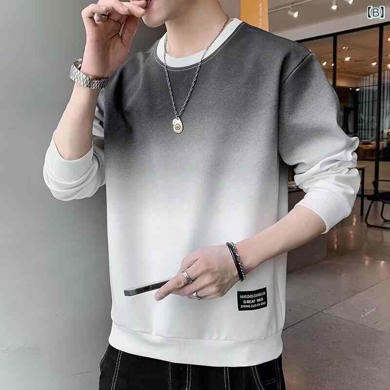メンズ Tシャツ 長袖 グラデーション 迷彩柄 切り替え ラウンドネック ルーズフィット 薄手 接触冷感 ポリエステル 透気性 防皺 抗菌 耐摩耗 防汚 グレー ブラック ブルー ピンク 春夏 秋用 カジュアル 普段使い アウトドア 青少年 男性用 トッ 2