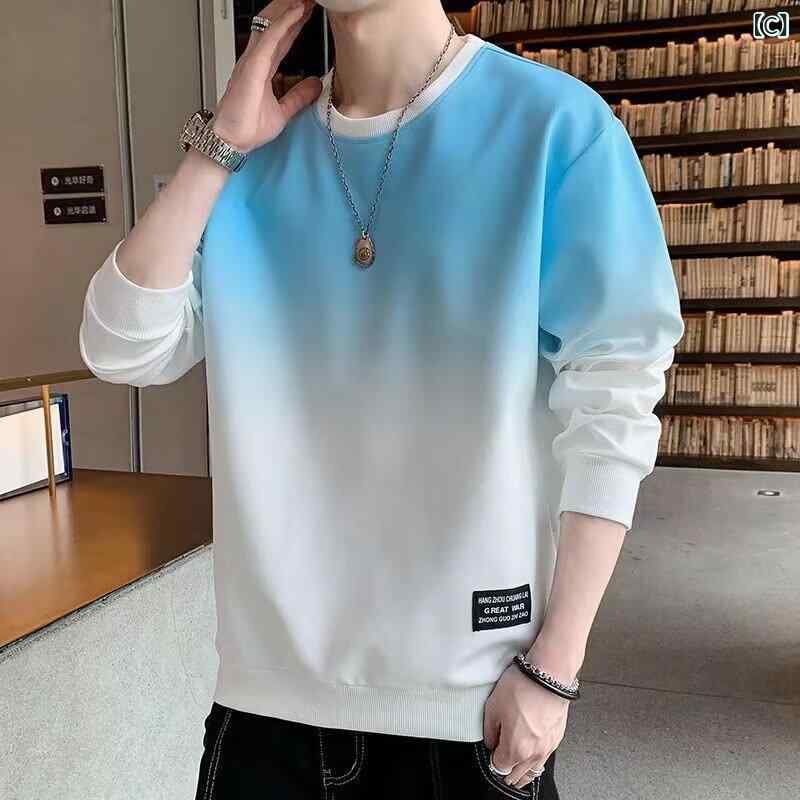 メンズ Tシャツ 長袖 グラデーション 迷彩柄 切り替え ラウンドネック ルーズフィット 薄手 接触冷感 ポリエステル 透気性 防皺 抗菌 耐摩耗 防汚 グレー ブラック ブルー ピンク 春夏 秋用 カジュアル 普段使い アウトドア 青少年 男性用 トッ 3