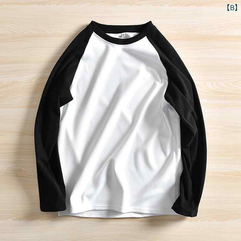 フォークBRのメンズ Tシャツ 長袖 大きいサイズ ルーズフィット 切り替え ヒートテック 保暖 秋冬 コットンライク ポリエステル 深グレー ホワイト カーキ ブラウン グリーン ラウンドネック ベースレイヤー ゆったりトップス 暖かインナー 厚手 伸縮性 吸湿速乾｜アングル3
