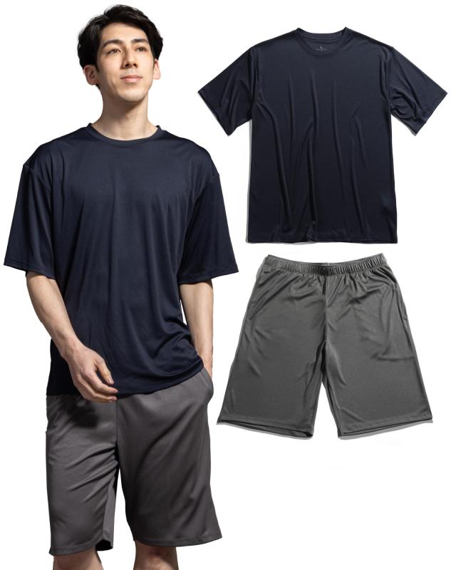 [Nutopia] メンズ パジャマ 上下 【驚きの瞬間速乾】 春夏 ドライ ゆったり 蒸れない 部屋着 ルームウェア なめらか ストレッチ 半袖 Tシャツ ハーフパンツ 大きいサイズ