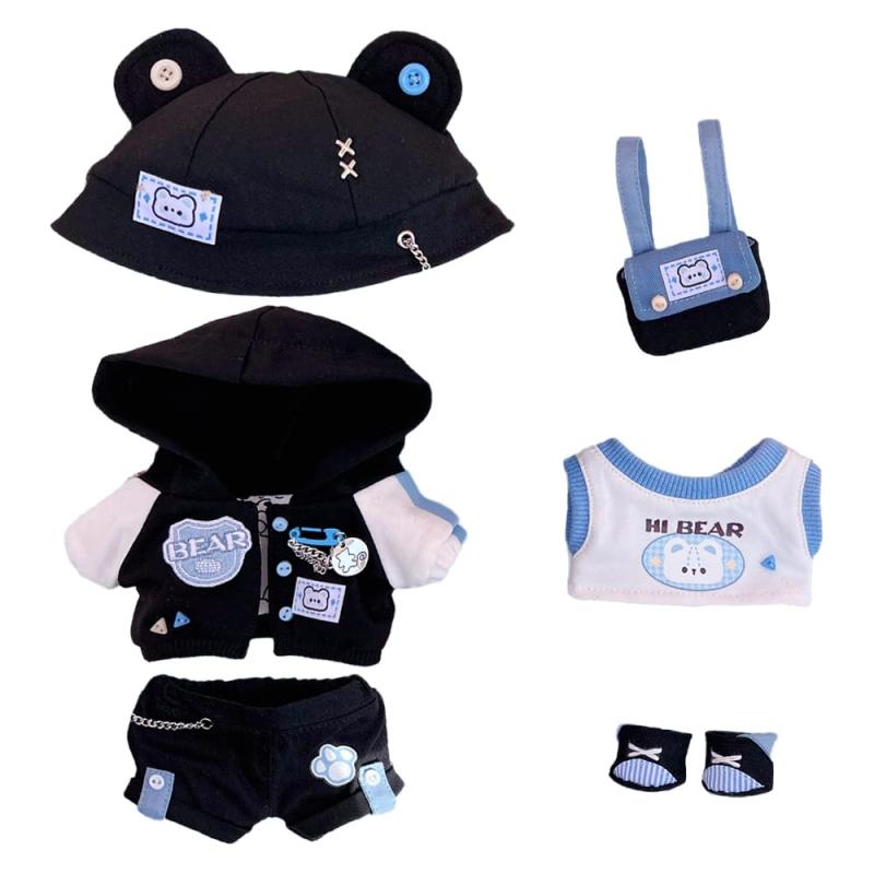 niannyyhouse 20cm ぬいぐるみ 服 パルクールベアセット 帽子 上着 半ズボン ベスト 靴 バックパック 綿人形 着せ替え ドールアクセサリー