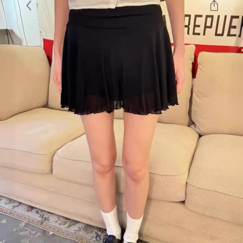 Skirts - レディース スカート 半身スカート Aライン ミニスカート ブラック チュール レース フリル ハイウエスト 春夏 雪纺素材 微弾力 清新 甘め かわいい 普段使い 通勤 通学 軽量 涼しい 女性用 トップス ボトムス ファッション アイテム