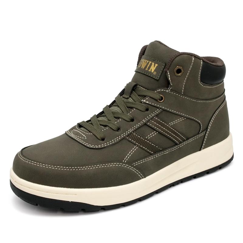 [エドウィン] 防水 スニーカー メンズ ハイカットスニーカー PUレザー 上質素材 スエード調 シンプル 大人 おしゃれ 単色 紐靴 紳士靴 EDS1020