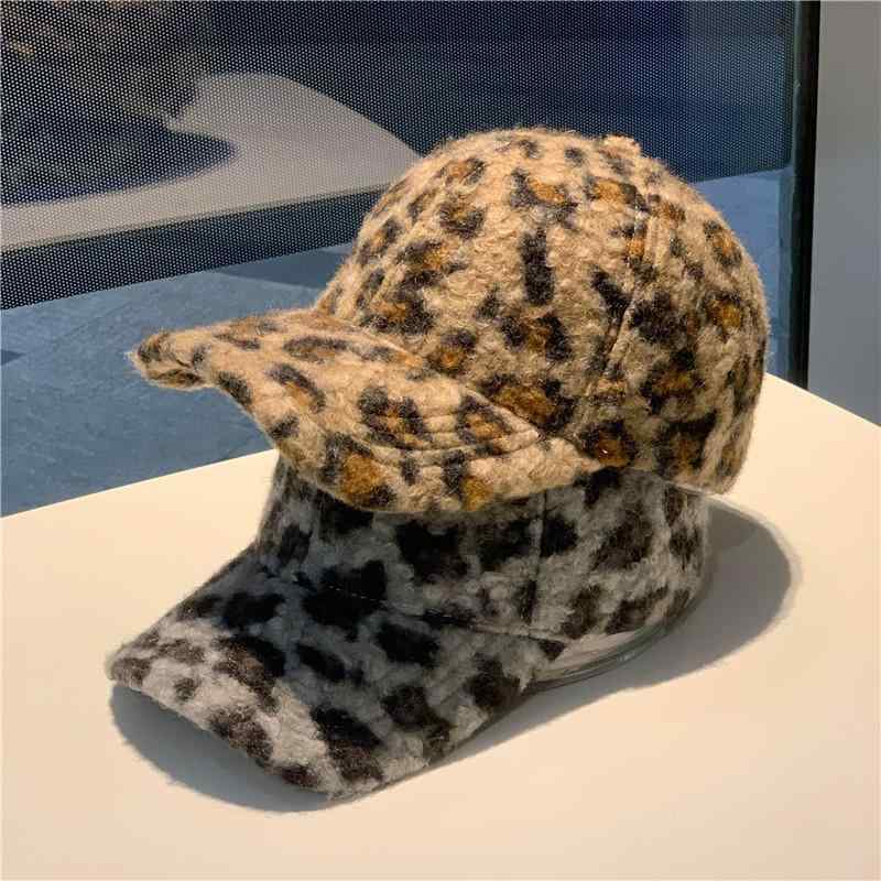 Cap - レディース 棒球帽 ヒョウ柄 秋冬 保暖 羊毛風 フランネル素材 かわいい 街頭スタイル 個性派 かっち色 グレー グリーン 調整可能 丸頂 曲檐 普段使い 軽量 暖か トレンド 鴨舌帽 キャップ 帽子 ファッション アクセサリー