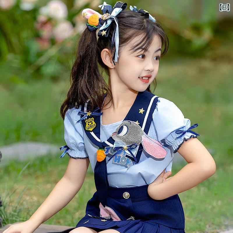 女の子 子供服 コスプレ ジュディ ズートピア ウサギ警官 セット 夏服 トップス プ...