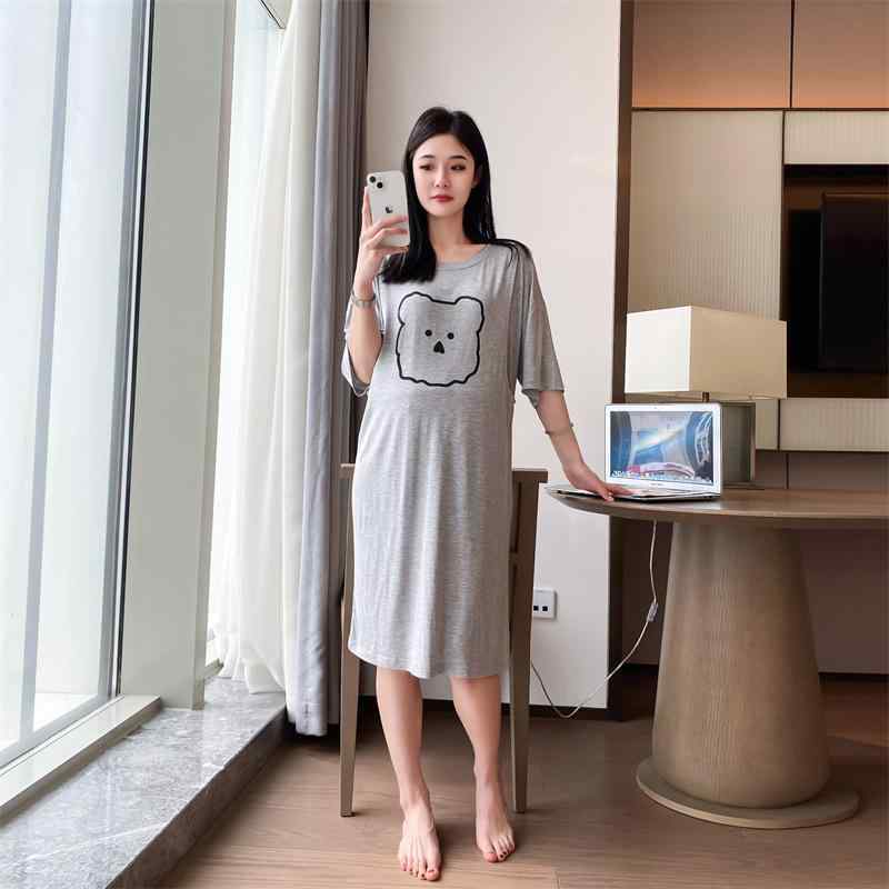 ワンピース 授乳 マタニティ レディース 授乳服 産後 パジャマ 部屋着 ルームウェア 半袖 薄手 モダール 快適 春夏