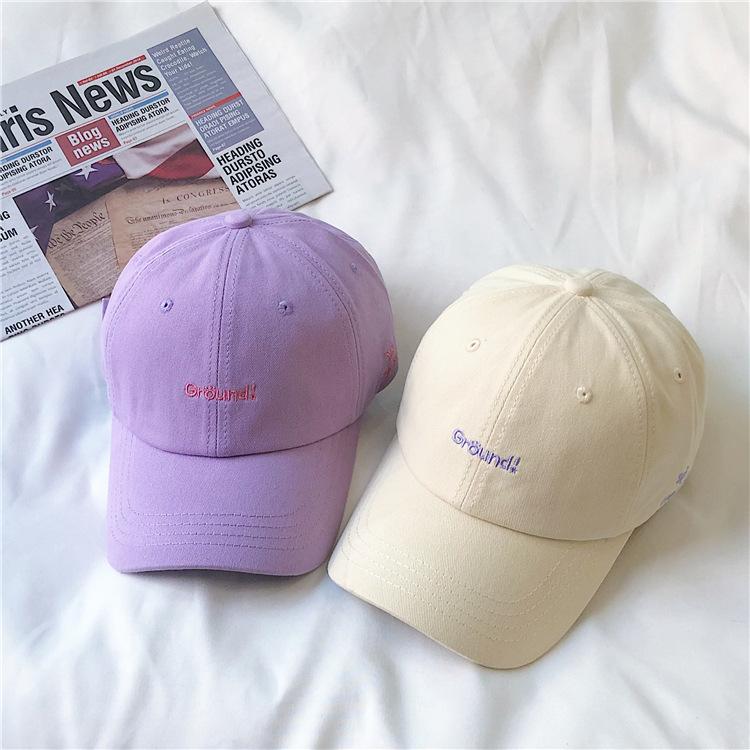 Cap - 棒球帽 メンズ レディース 春 淡紫色 かわいい 刺繍 綿 透気 防晒 遮陽 調整可能 街頭 学院風 田園風 清新 甘美 自然 軽量 春夏