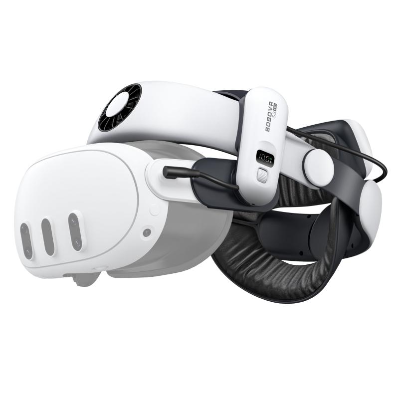 BOBOVR S3 Proバッテリーストラップアクセサリー、ヘッドエアコン、35Wh ホットスワップ可能なバッテリーパック、Meta Quest 3/3S と互換性あり