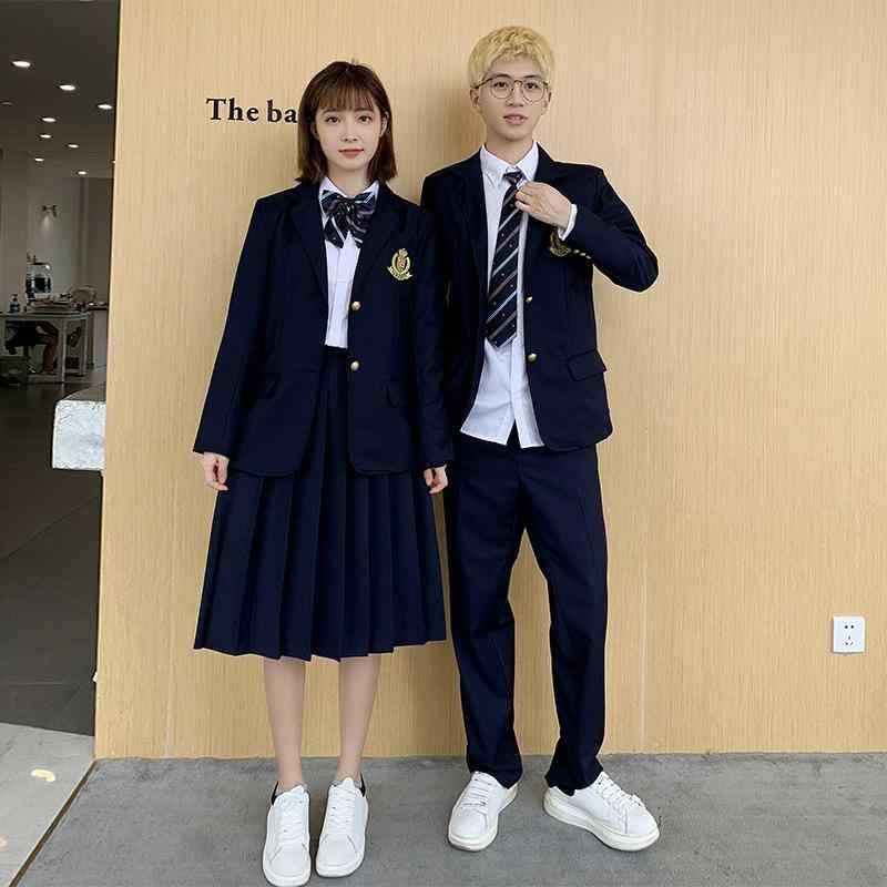 樂天商城 - 校服 JK制服 メンズ レディース 学生服 学院風 合唱服 セット 長袖 短袖 ポリエステル混紡 化粧品繊維 涼しい 通学用 普段使い 春夏 秋冬 男女兼用 中学生 高校生 18-24歳向け ネイビー ホワイト プリーツスカート スラックス ジャケット