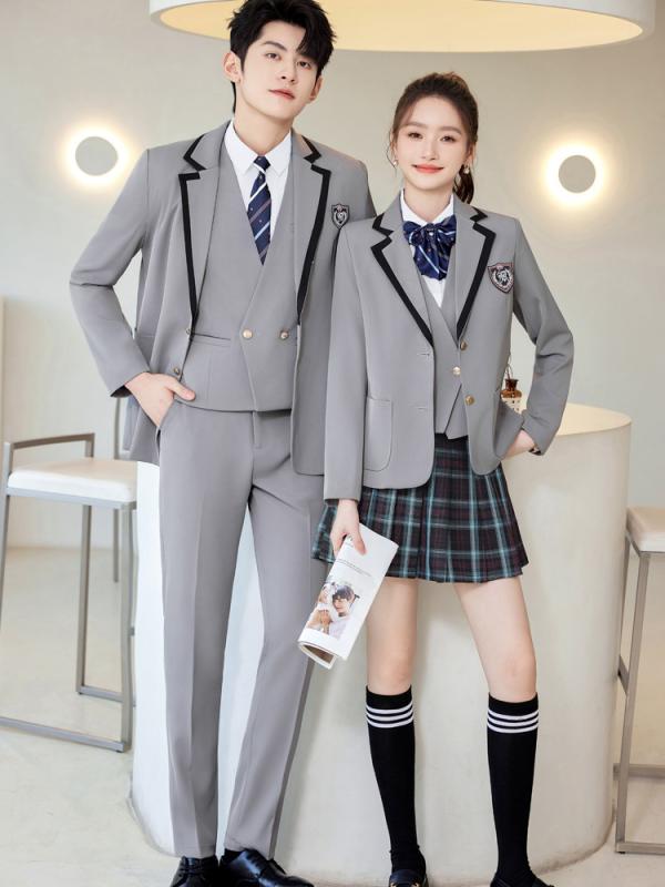 メンズ レディース スーツ セット 学生服 JK制服 学院風 メンズ レディース メンズ ジャケット ベスト 長袖シャツ ズボン レディース ジャケット ベスト 長袖シャツ プリーツスカート 綿ポリエステル混 伸縮性 通勤用 職業服 幼稚園教師用 気質