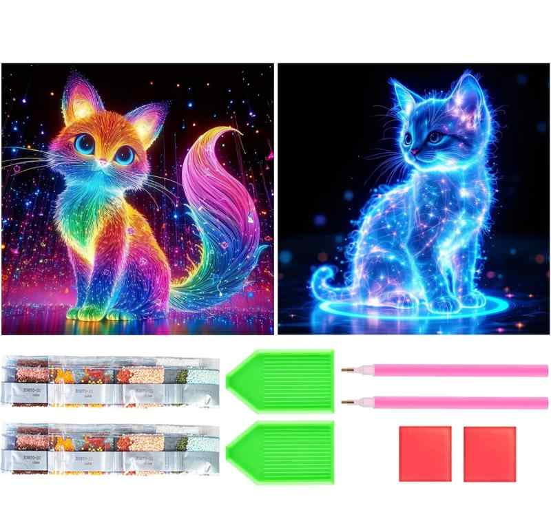 Amyaker ダイヤモンドアート キット 四角いビーズ 全面 ダイアモンドビーズ絵画キット DIY 手作り絵画 モザイクアート 5D モザイクアート ダイヤモンド塗装 全面貼り付けタイプ 2個セット