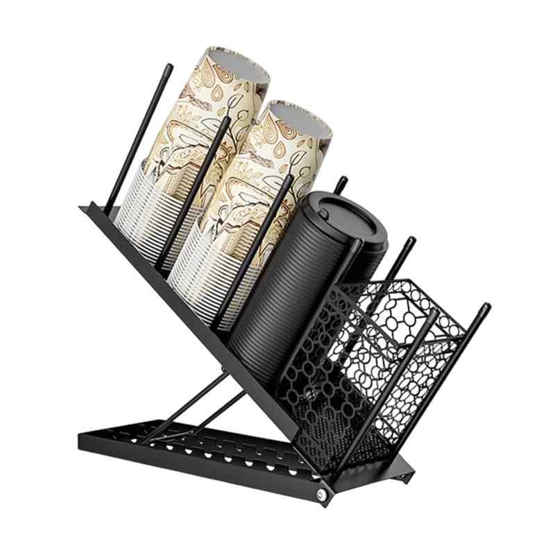 紙コップホルダー カップスタンド コーヒーカップ, 金属調節可能な角度使い捨てカップ棚,コーヒーカップディスペンサー,カップホルダー コンビニ、コーヒーショップ、営業所など適用