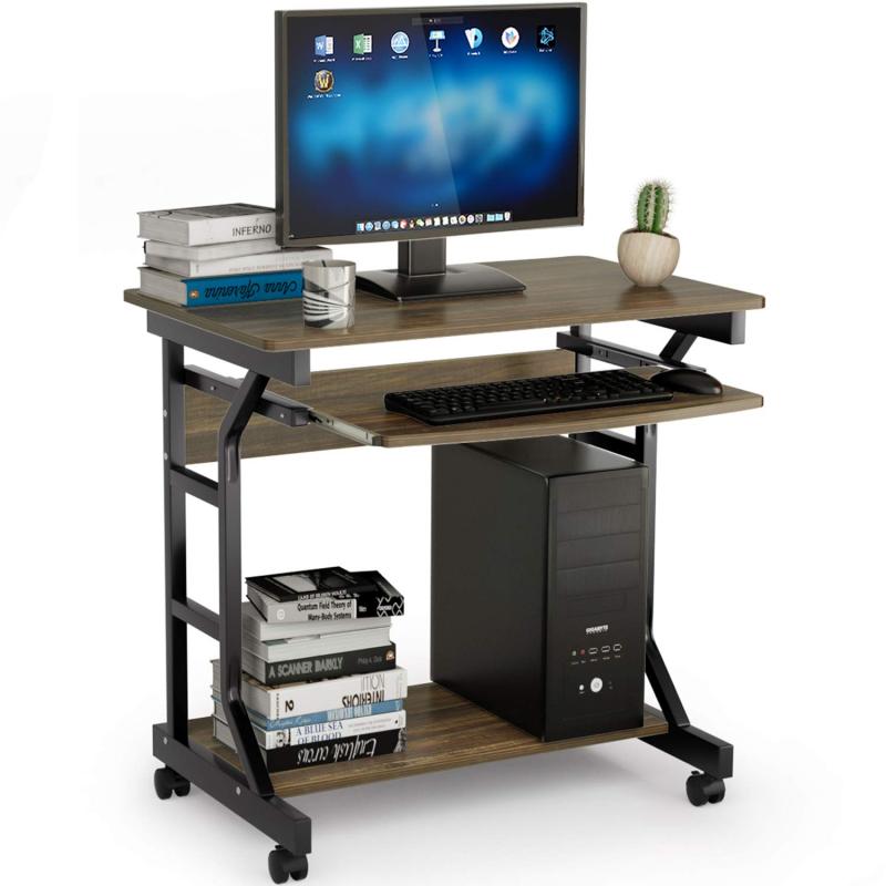 DEWEL パソコンデスク 幅80cm テレワーク用 机 pcデスクパソコンラック 収納ラック付き 木製 テーブル ..