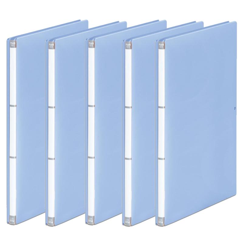 プラス フラットファイル A4縦 2穴 背幅伸縮 セノバスEX PP 5冊 ブルー