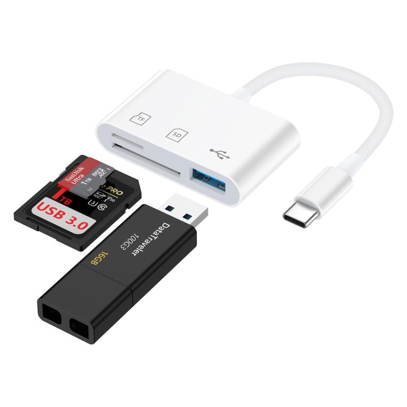 iPhone 16 SDカードリーダー 3in1 USB3.0/SD/TFカード 変換アダプタ OTG機能 5Gbps高速データ転送 写真..