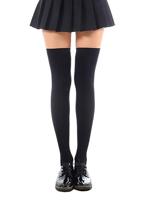[SHUCLASS] レディース ハイソックス 白いニーハイソックス ニーハイソックスレディーズ オーバーニーソックス 着圧 cosplayや制服用 黒いロングソックス 長さ70cm丈
