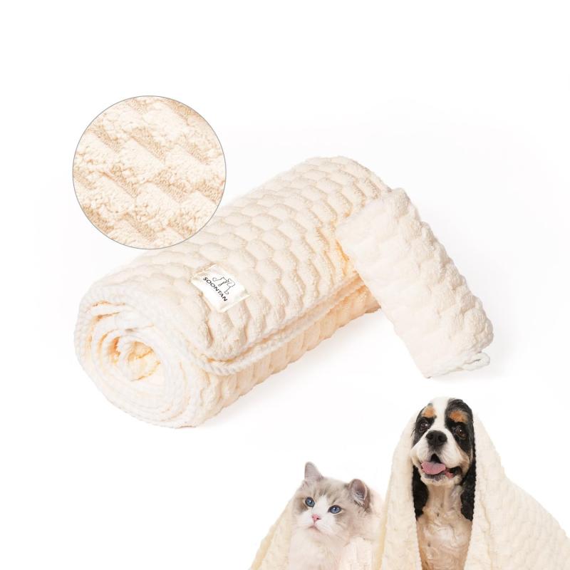 SOONTAN クラウド ペット用 タオル 犬猫兼用 2枚セット - 超吸水 厚手 マイクロファイバー 速乾 35cm×7..