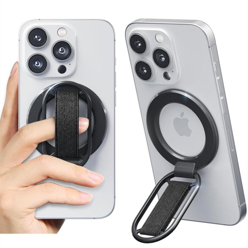 Mindsky スマホリング、Mag-Safe充電対応バンカーリング，[柔軟な靭帯] [超軽超薄] スタンド機能&緩まない、全身高級アルミ合金製上下に折り携帯リング、iPhone16promax/15/14/13/12 Androidなど全機