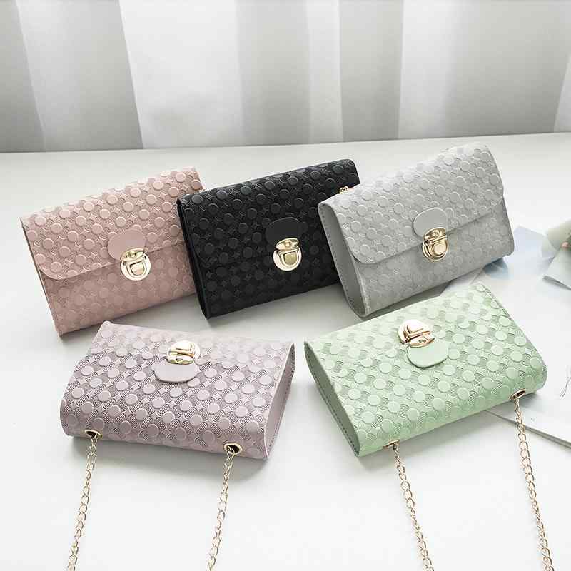 女性用 バッグ ハンドバッグ ショルダーバッグ 斜め掛け ミニバッグ 携帯用 韓流 チェーン スクエア プリント 紫色 緑色 ブラック グレー ピンク PUレザー ソフト ロック ジオメトリック 春夏 通勤 普段使い
