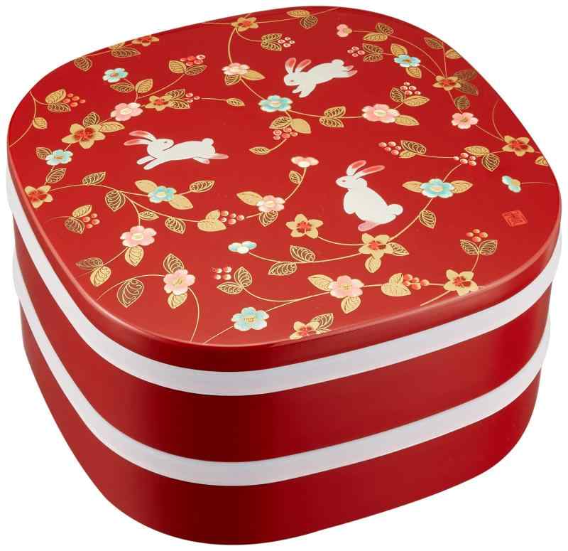 山中塗 重箱 花の小路 7.0くつわ二段オードブル(タッパ・小鉢付)