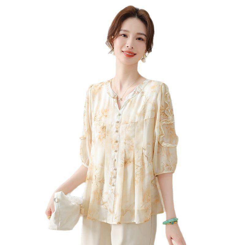 ・カテゴリ: Tシャツ・スタイル: 通勤風・柄: 格紋・袖丈: 五分袖・プリント: あり・衣丈: 普通・ネックライン: Vネック・流行要素: ボタン・カラー展開: ライトグリーン、ライトアプリコット・サイズ展開: XL、XXL、XXXL、4XL、5XL