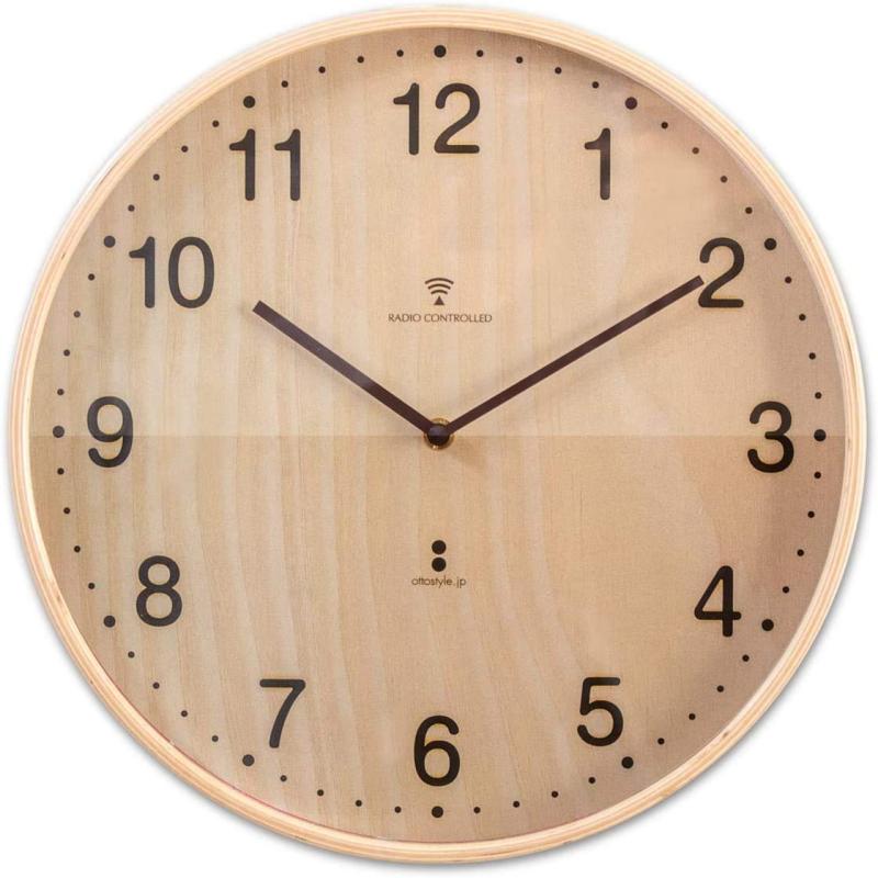 ottostyle.jp 掛け時計 電波時計 電池式 静音 秒針なし プライウッド 木目調 32cm 大きい おしゃれ か..