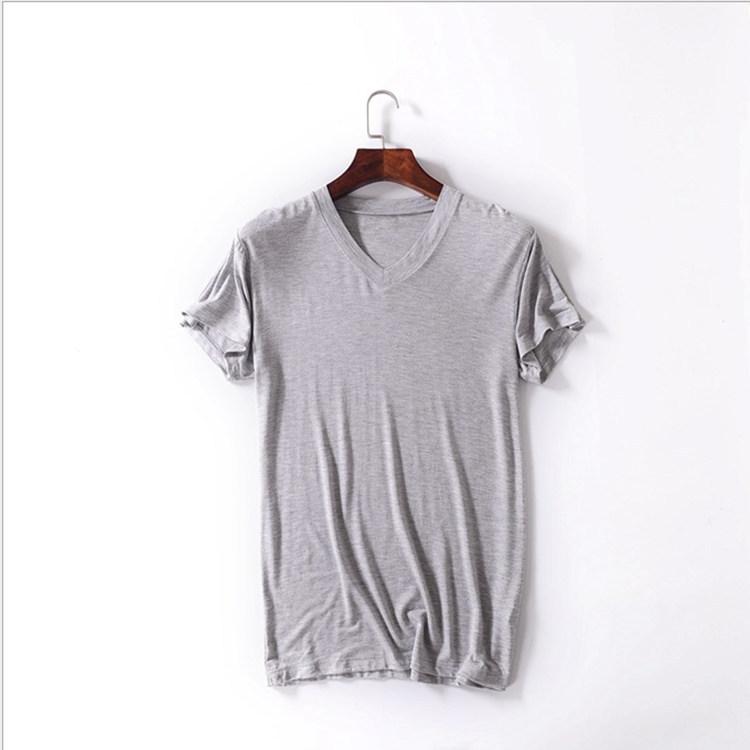 メンズ Tシャツ 半袖 Vネック トップス インナー 汗衫 速乾 透気 防皺 高弾性 薄手 軽量 ゆったり ルーズフィット ビッグシルエット 純色 無地 デザイン コットン 混紡 再生繊維 モダール 素材 ブラック グレー ホワイト ネイビー レッド グ