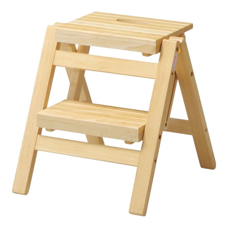 J-kitchens (入数3) スタディ 折り畳みステップチェア2段 ナチュラル チェア 椅子 イス