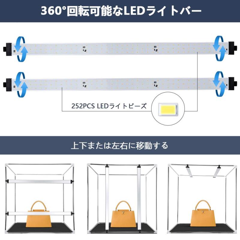 FOSITAN 撮影ボックス USB 折りたたみ式 3200K-5600K 調光可能 6色背景布 6インチ リングライト 48ライトビーズ 3色温度 電源携帯用 撮影ケース スマートフォン&カメラ 撮影キット 小物撮影用