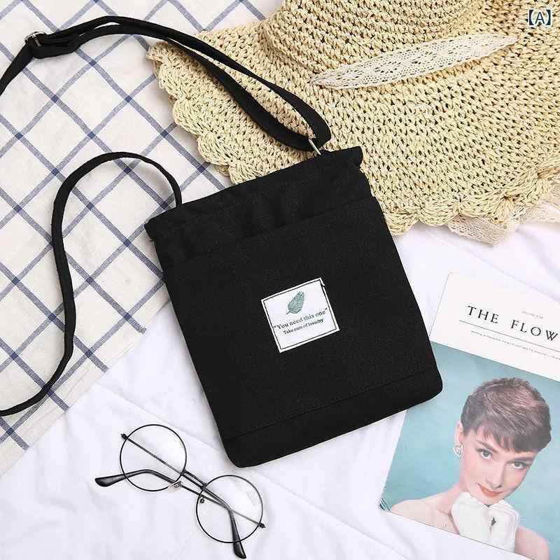 ミニ ポーチ 財布 ユニセックス コットンキャンバス ミニバッグ 女性用 肩掛け 斜めがけ 小型 スマホ収納 零钱入れ 日常使い ソフト素材 縦型 スクエア型 ジッパー開閉 ダブルストラップ ブラック イエロー ホワイト グレー グリーン ベージュ 春夏