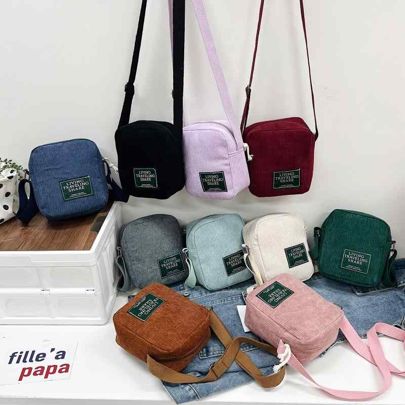 レディース 斜めがけ バッグ 単肩 鞄 かわいい 小方形 コーデュロイ 素材 縦型 デザイン ジッパー開閉 ソフト 構造 ポリエステル 裏地 日常使い 通勤 外出 ワンショルダー ポシェット 酒红色 ブラック ブラウン ピンク グレー ダークグリーン ベ