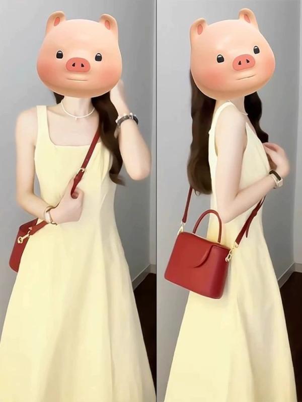ワンピース ドーパミン カラー クリームイエロー 気品 ミニドレス ウエスト切り替え スリム 薄手 ファッション 優しい ミディ丈 ロングスカート 七分袖 プリンセススリーブ POLOカラー 芸術的 レトロ チャイナ風 TR素材 PVC混紡 軽量 通勤