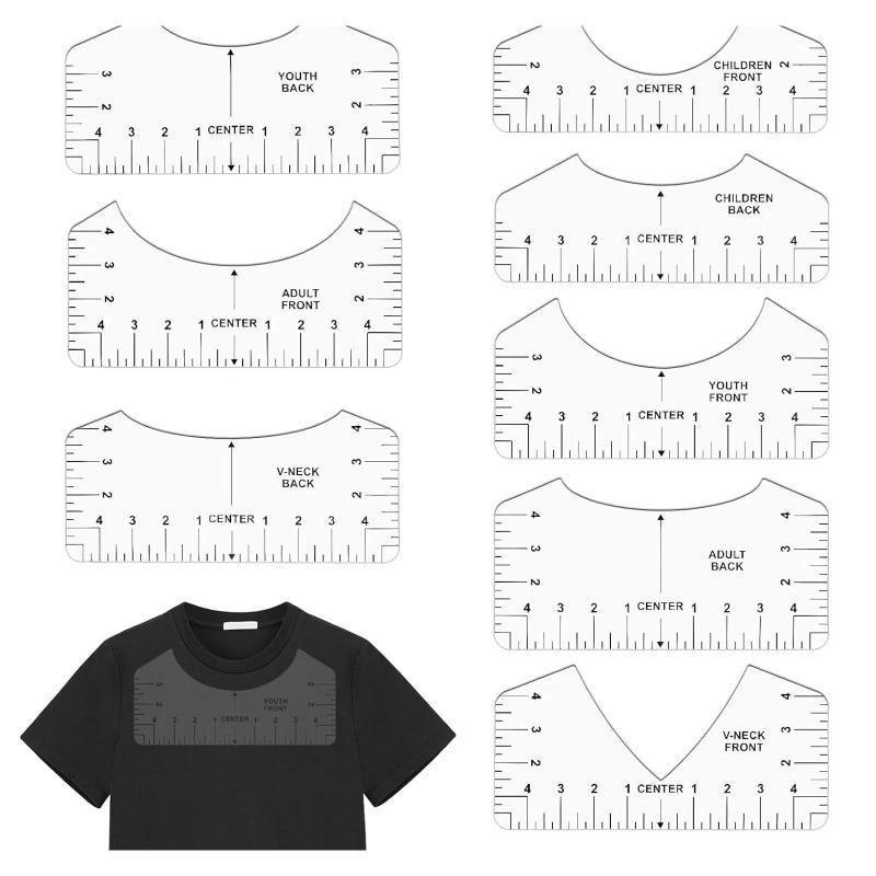 PAVIKE Tシャツ 定規 襟定規 ラウンドネック定規 8枚セット Tシャツ 定規ガイド 縫製 洋服DIY 裁縫定規..