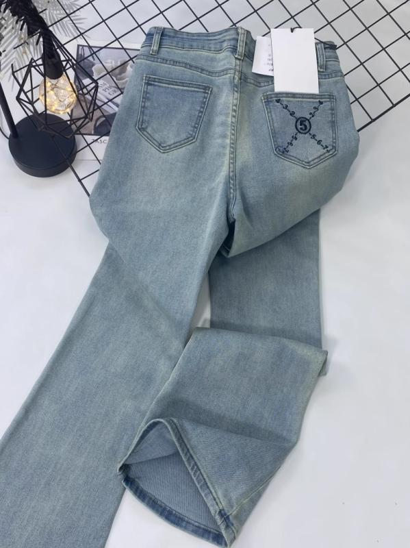 Rakuten - ジーンズパンツ レディース 春夏 通勤用 高腰 スリムフィット 微ラッパ ロングパンツ ライトブルー 綿素材 水洗加工 ポケット付き 中厚 気質スタイル 普段使い 軽量 伸縮性 ハイウエスト ビッグシルエット デニム 再生繊維 吸湿速乾