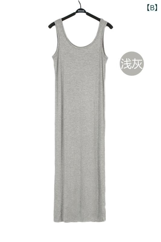 ワンピース レディース 春夏 モダール キャミソールワンピース ロングワンピース インナーワンピース ノースリーブ ゆったり マキシ丈 ルームウェア 部屋着 無地 シンプル 大きいサイズ カジュアル ビーチ リゾート fork-br-11062743 フォークBR サンプル画像3