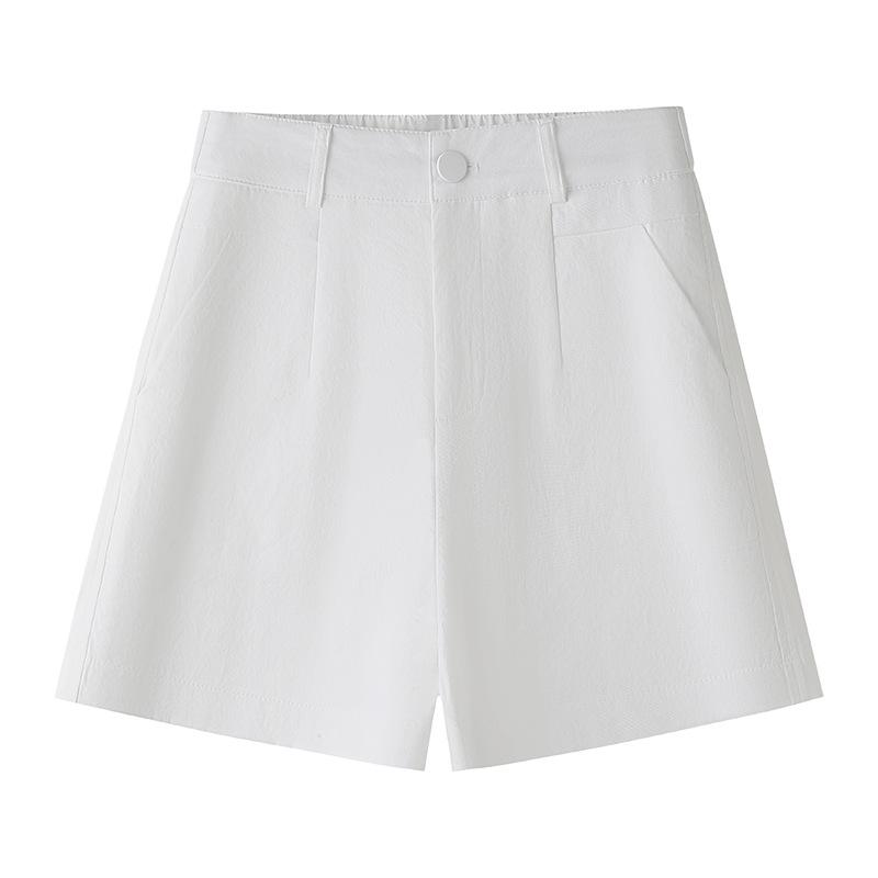 レディース ワイドパンツ 夏 クールビズ 女性用 ショートパンツ ハイウエスト 薄手 スリム効果 ゆったりシルエット 通勤 普段使い 接触冷感 ポリエステル ナイロン 切り替えデザイン ホワイト ブラック イエロー キャラメルカラー 軽量 伸縮性 吸湿速