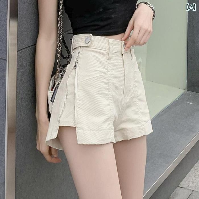 デニムショーツ レディース 夏用 ワイドレッグ ファッション 薄手 ストレート 高腰...