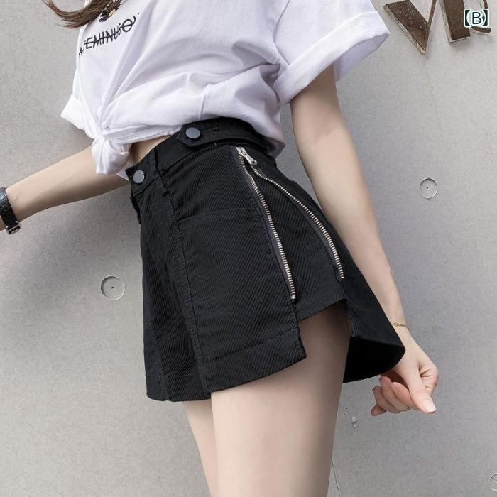 デニムショーツ レディース 夏用 ワイドレッグ ファッション 薄手 ストレート 高腰...