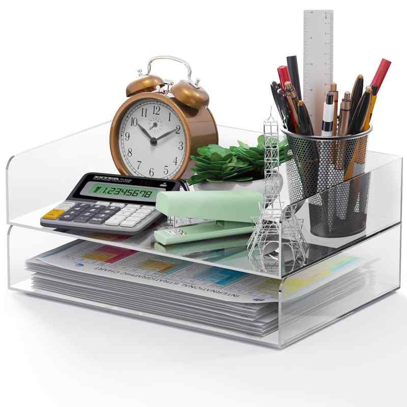 Andacar デスク上置き棚 収納ラック ファイルボックス 机上ラック オフィス収納ラック 取付不要 本立て..