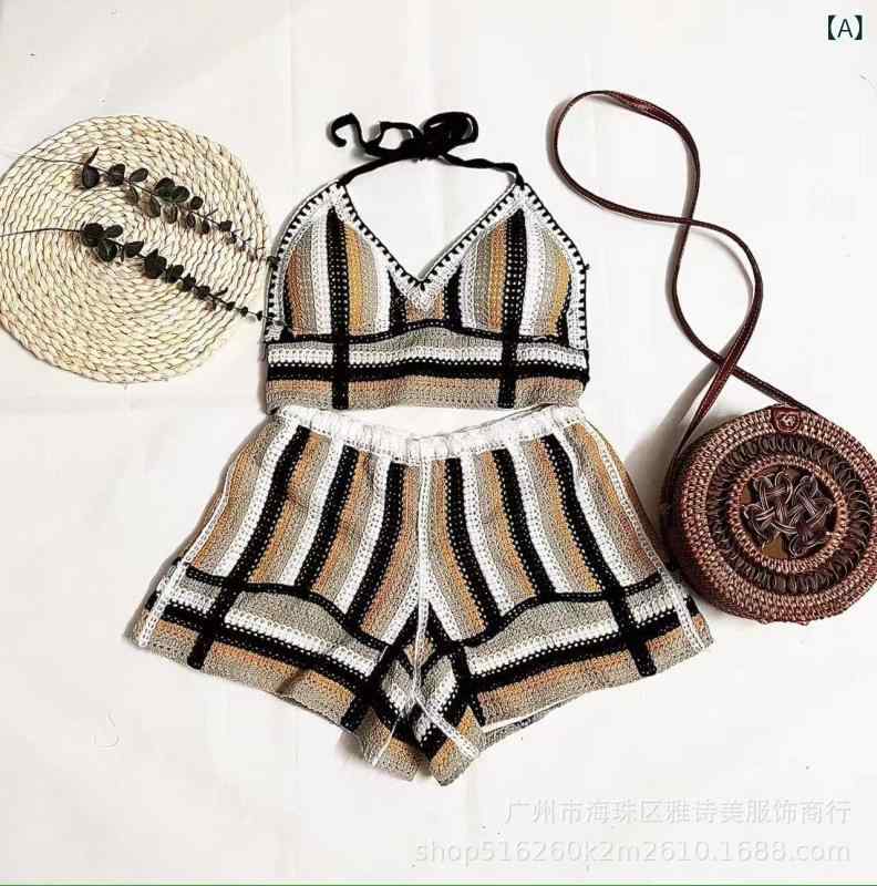 レディース 秋冬 コットン 刺繍 切り替え セクシー ハルタートップス ハイウエスト ショートパンツ セット ブラック グリーン ライトグリーン ピーコックグリーン スカイブルー ピンク 無袖 収腰 デザイン 私服 ファッション 軽量 吸湿速乾 普段使い