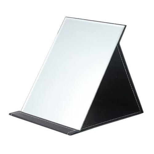 Remarks Japan 卓上ミラー おしゃれ かわいい 角度調節 卓上鏡 スタンドミラ－ レザー 枠なし 鏡 折り..