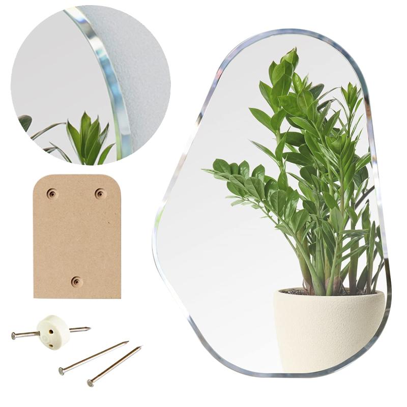 村松鏡店 日本製 鏡 壁掛け 韓流デザイン 47×69cm 工具付 [ 賃貸 対応 貼る デザインミラー ]クリスタ..